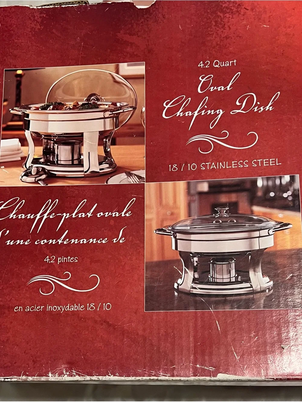Round Stainless Steel Chafing Dish with Clear Lid - Silver